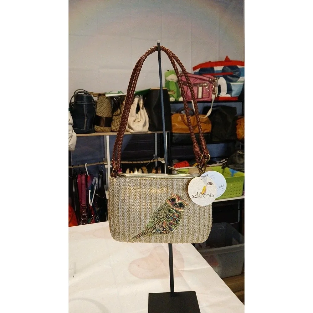 Sakroots 3 Way crossbody natural fibers with owl new!
